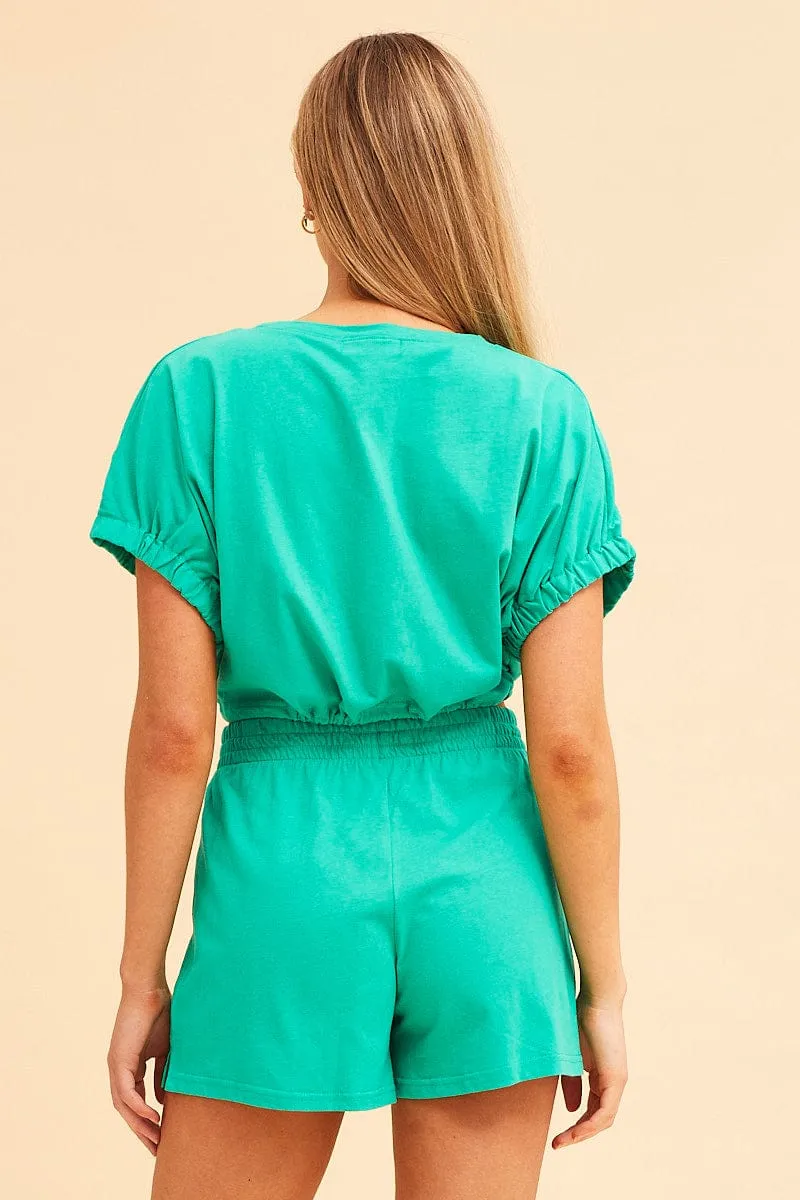 Green Jamie Pull On Lounge Short Temperature Regulating Blend