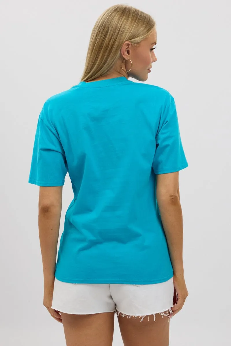 Blue Graphic Tee Short Sleeve Chill Vibes