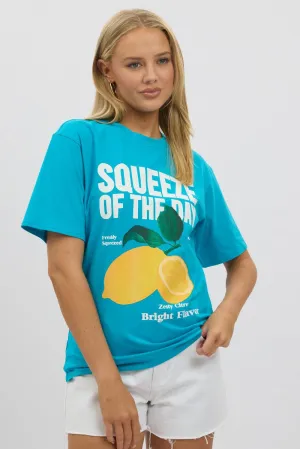 Blue Graphic Tee Short Sleeve Comfortable Style Friction Free Inner Lining