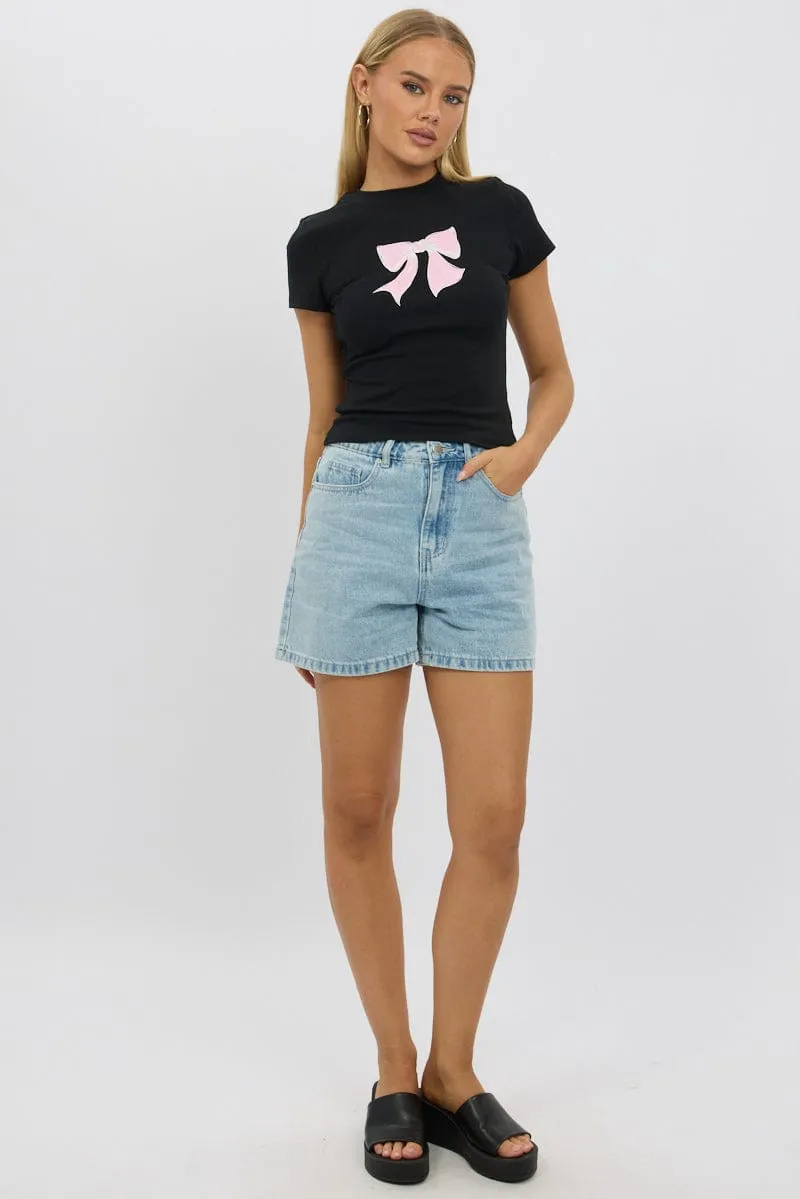 Black Graphic Tee Short Sleeve UV Protection