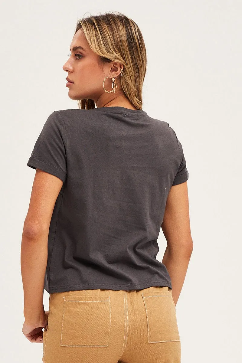 Grey Short Sleeve Graphic Tee Day-to-Day Comfort