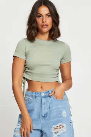 City Soul Cloud Core Green T Shirt Short Sleeve Crop Crew Neck