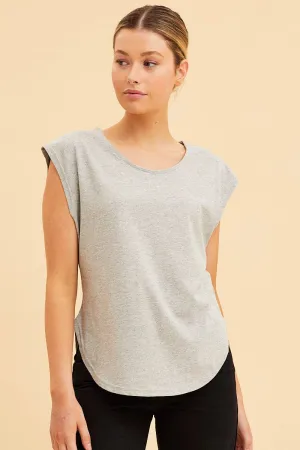 Organic Cotton Certification Polish Core Grey Relaxed T-Shirt Drop Shoulder Curved Hem Crew Neck
