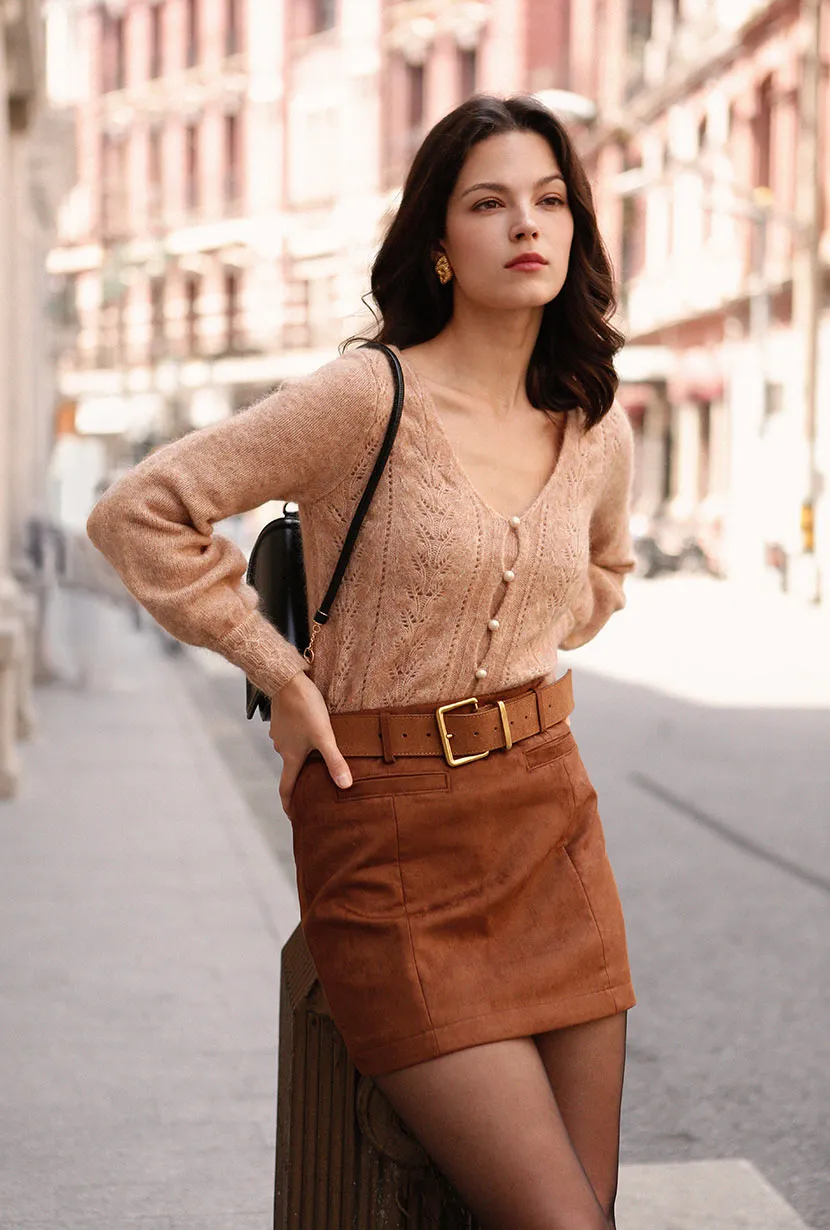 Ashton Mini Suede Skirt - Caramel fresh start Cool Nylon