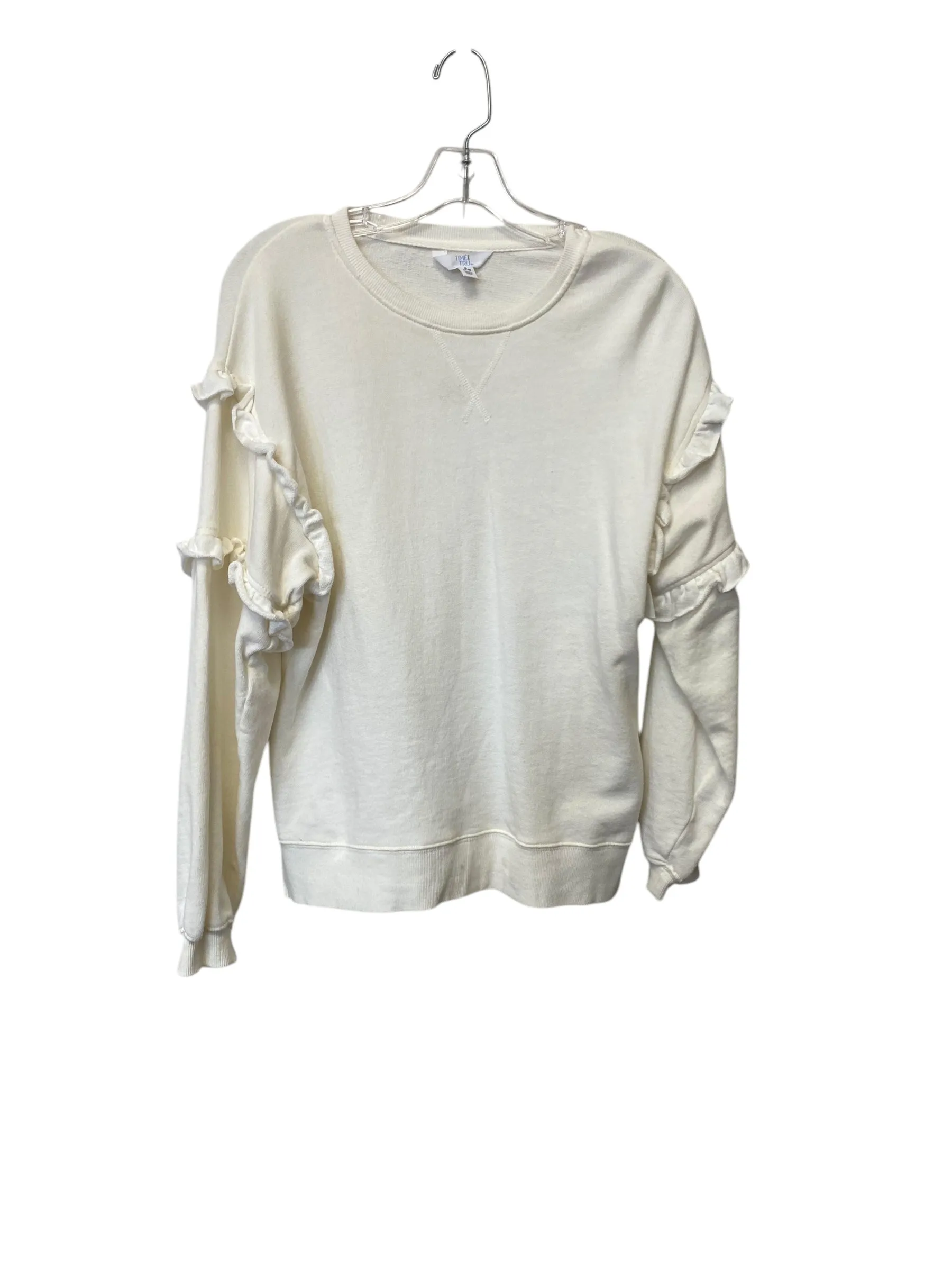 Royal Ease Summer Glow Sweatshirt Crewneck By Time And Tru In Cream, Size: S