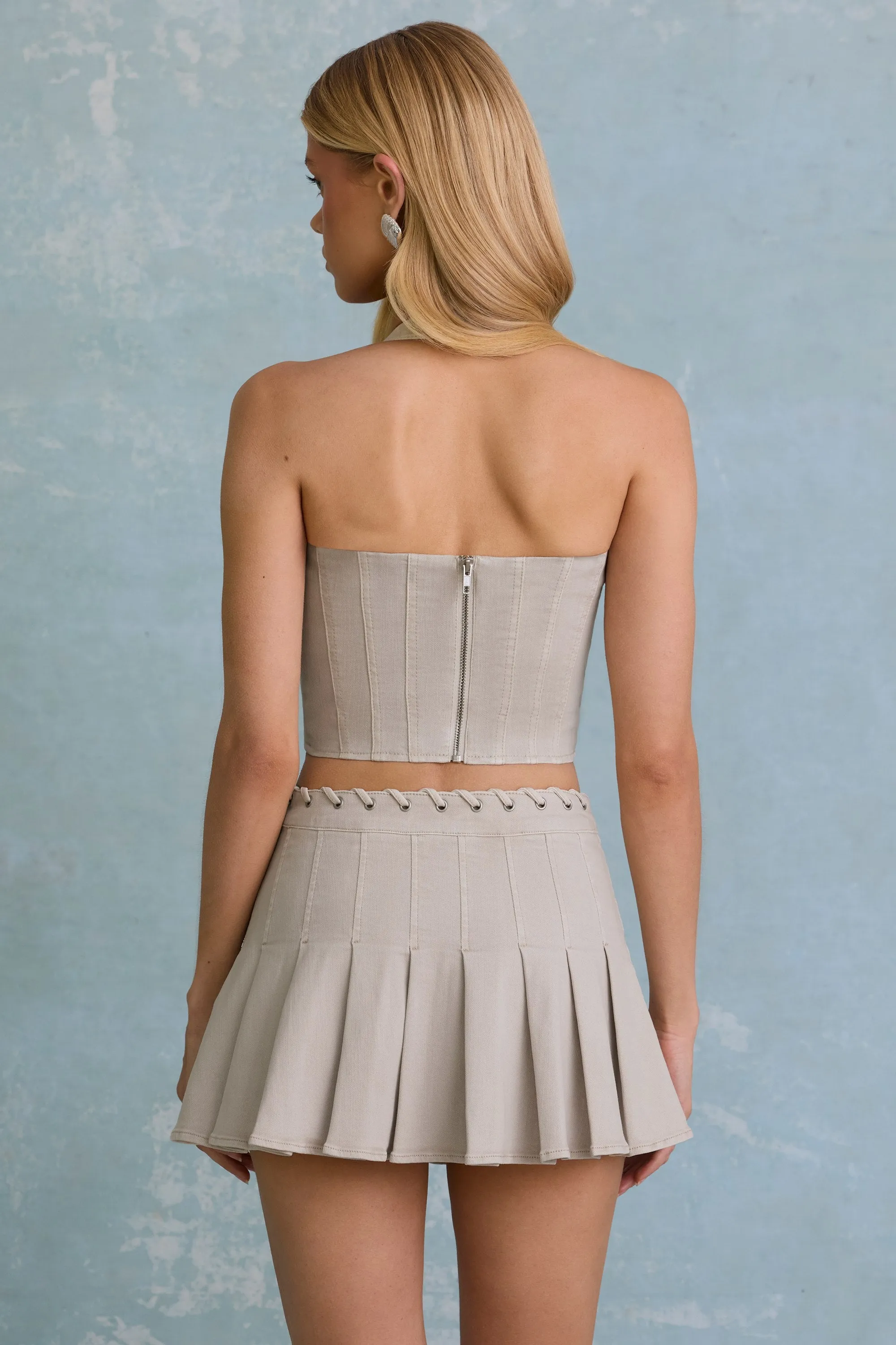Halterneck Corset Top in Ecru Boho Light Rain Fit