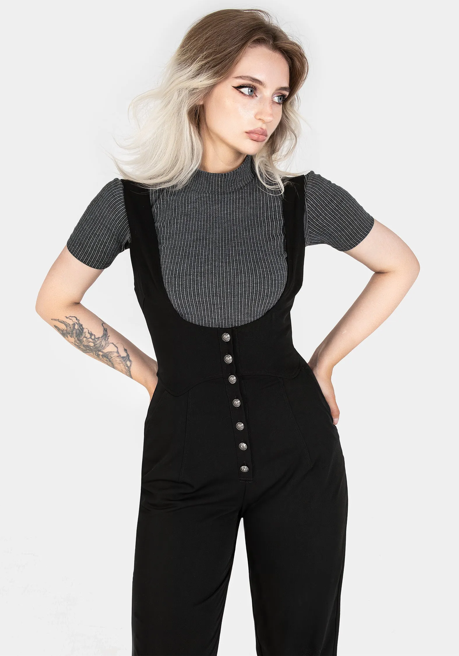 Alicia Tailored Suspender Jumpsuit Durable Stitching elastic waistband