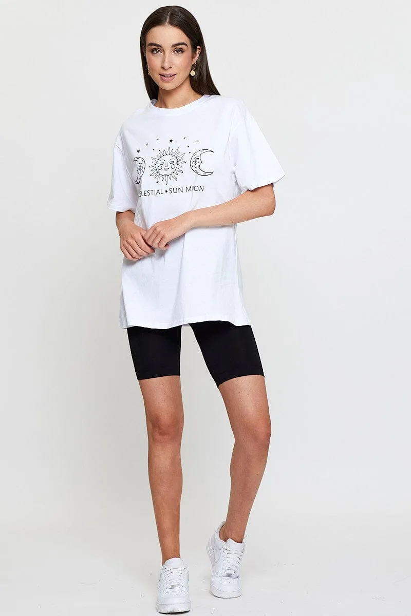White Graphic T Shirt Short Sleeve Everyday Top