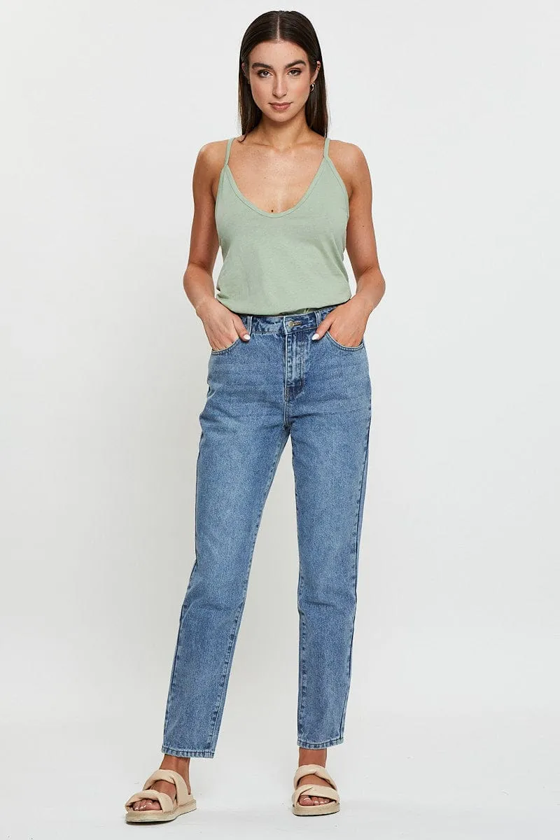 Green Singlet Top Sleeveless Essential Tee