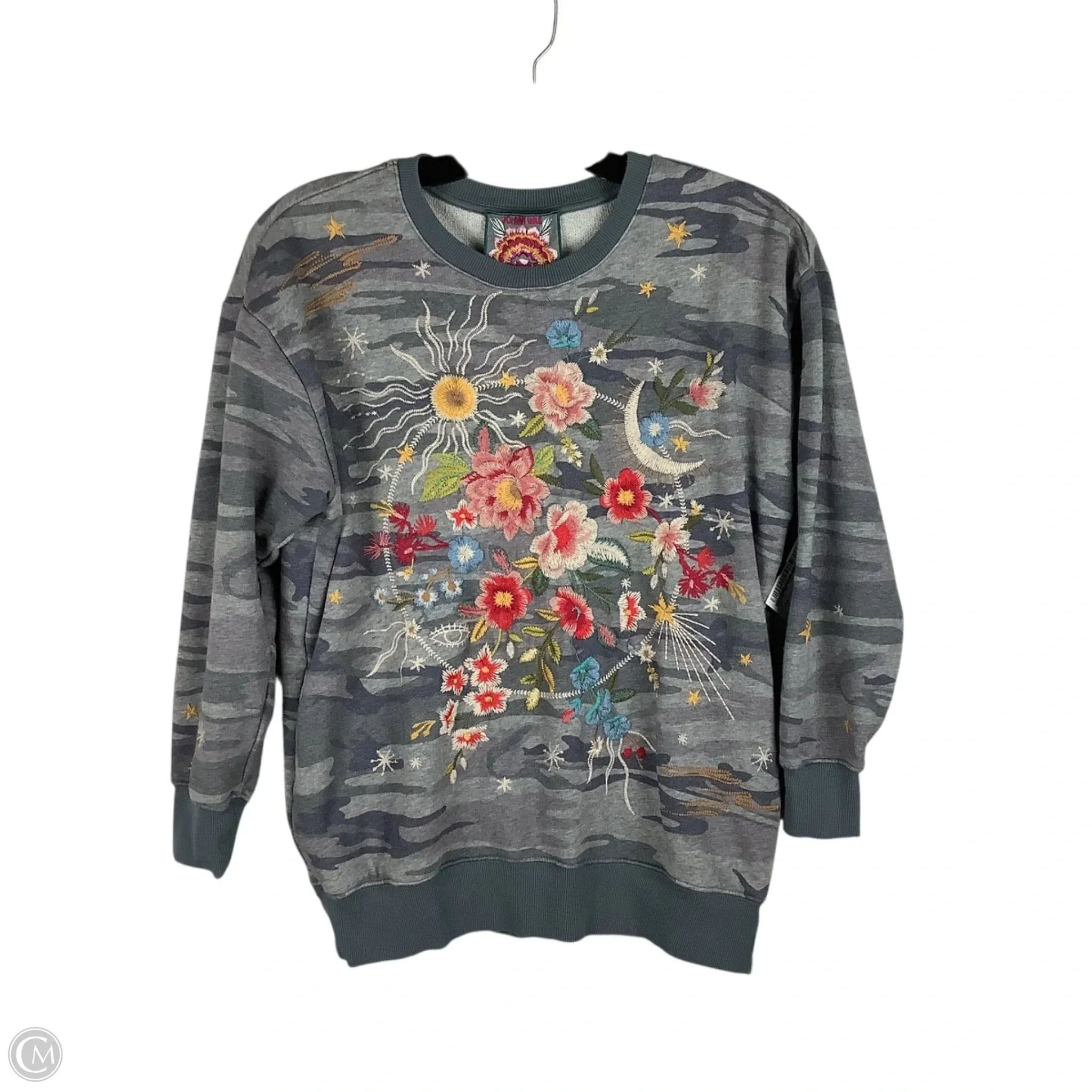 Sweatshirt Crewneck By Johnny Was In Grey, Size: Xs Energy Flow Surf Mood