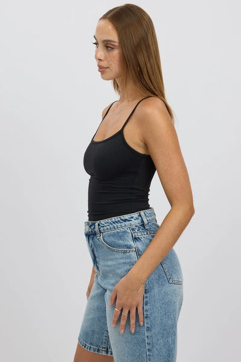 Black Cami Top Thin Strap Supersoft LightweightInsulation