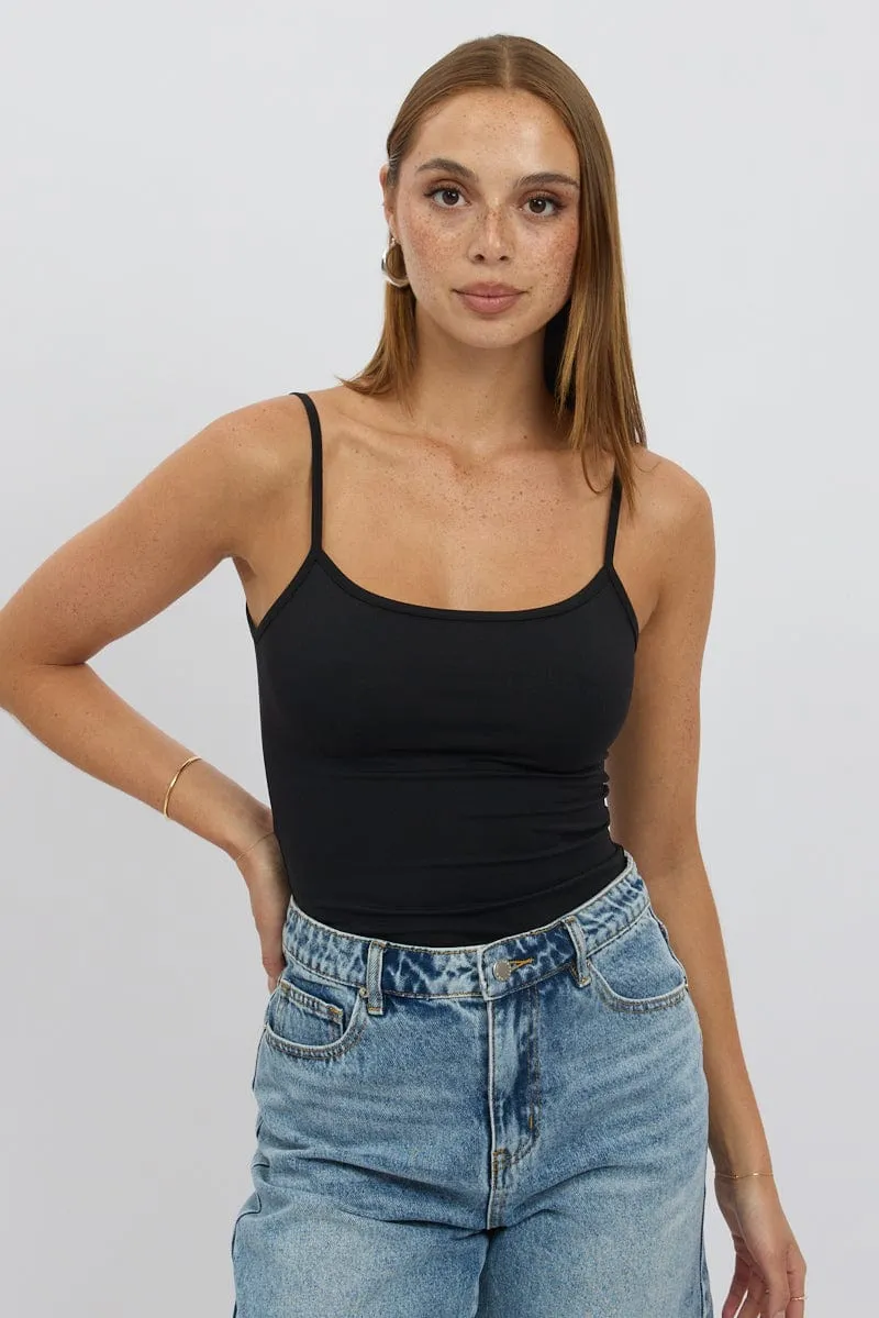 Black Cami Top Thin Strap Supersoft Wind Ease