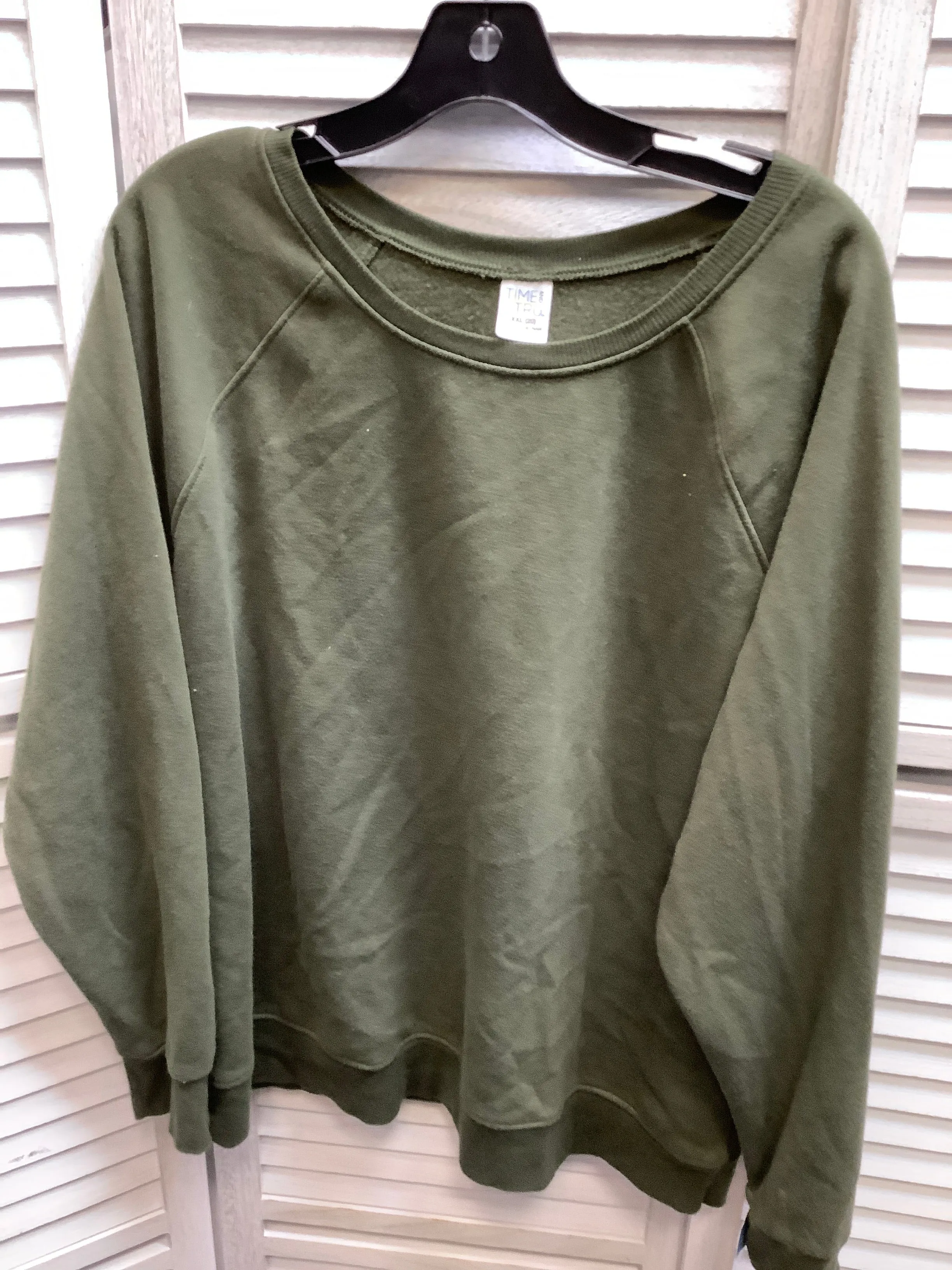 ThermalRegulating Layer Formal Look Green Sweatshirt Crewneck Time And Tru, Size 2x