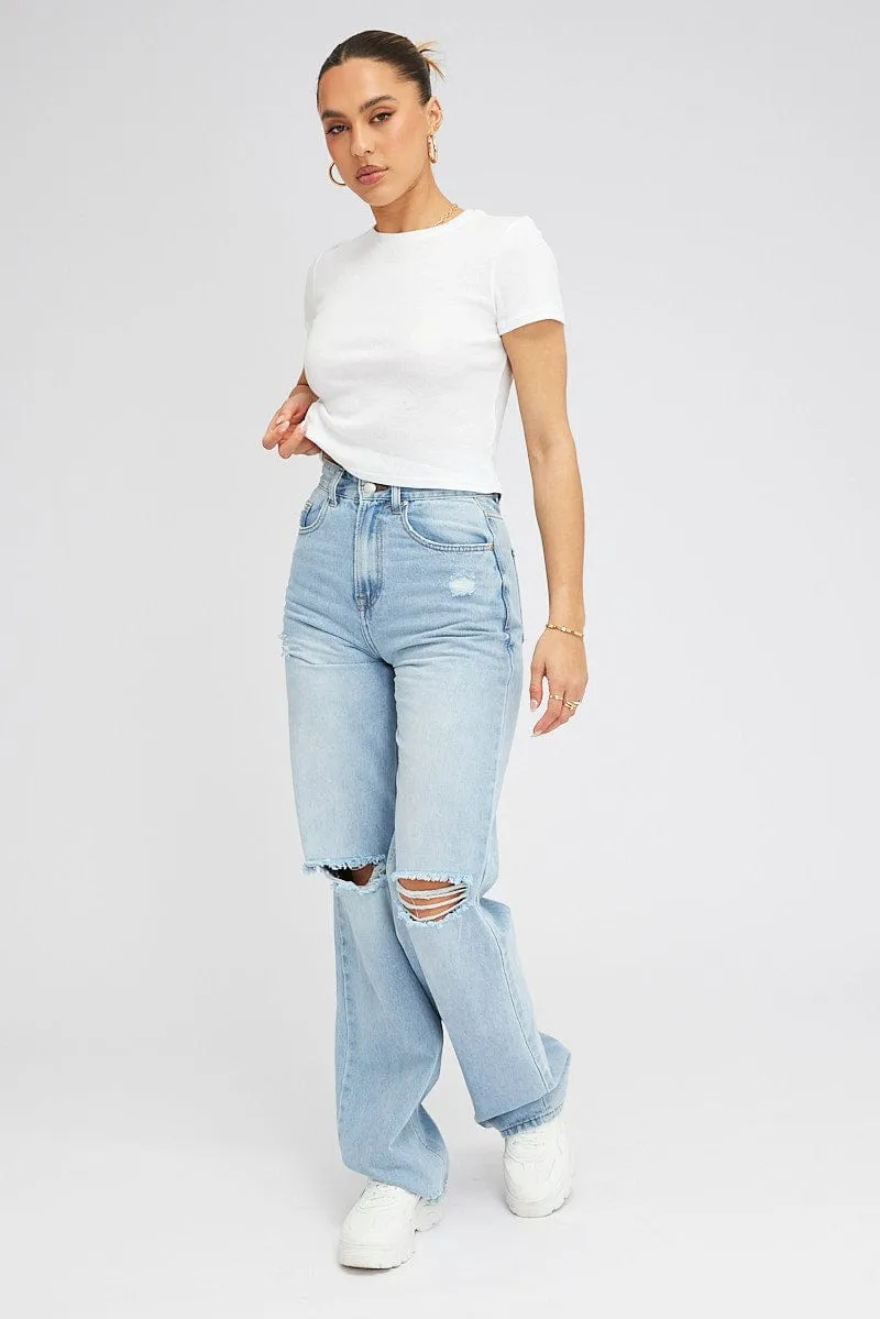 White T Shirt Short Sleeve Crew Neck Warm Base Trendy Hat
