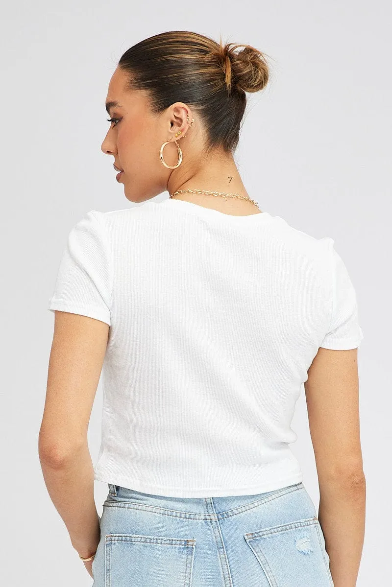 Breath Skin White T Shirt Short Sleeve Crew Neck