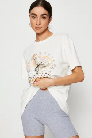 UVProtection Coating Fantasy Mood White Graphic T-Shirt Short Sleeve