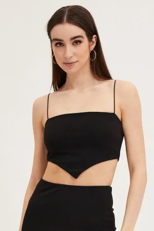 China Cool Black Ponte Scarf Crop Top