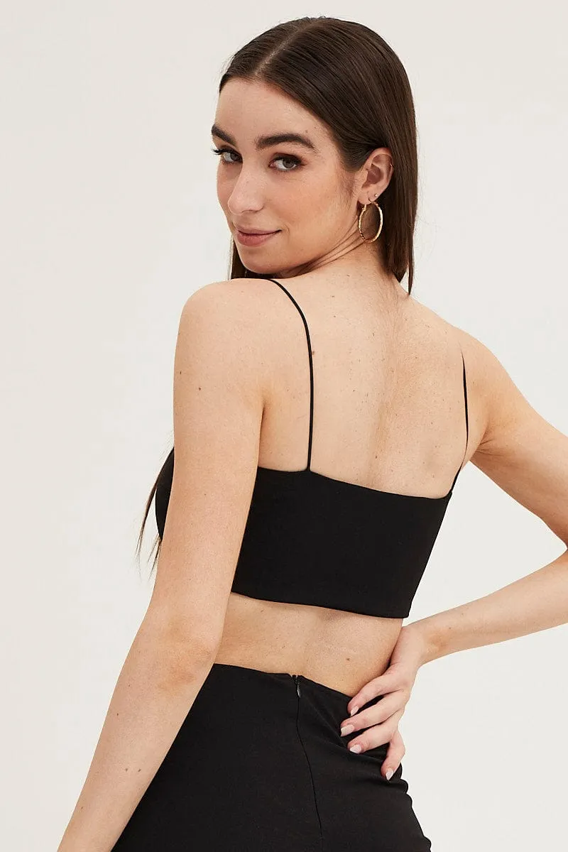 Run Core Black Ponte Scarf Crop Top