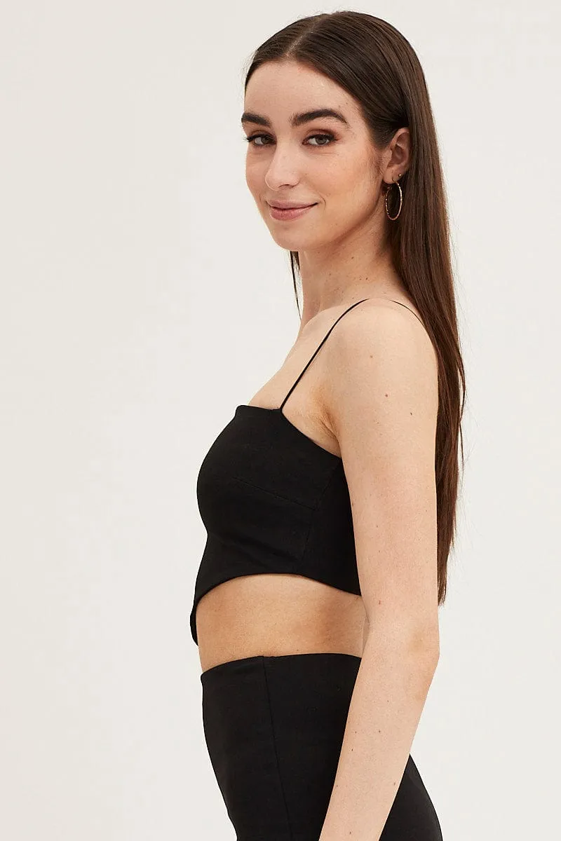 Black Ponte Scarf Crop Top Trendy Look AntiBacterialTreatment