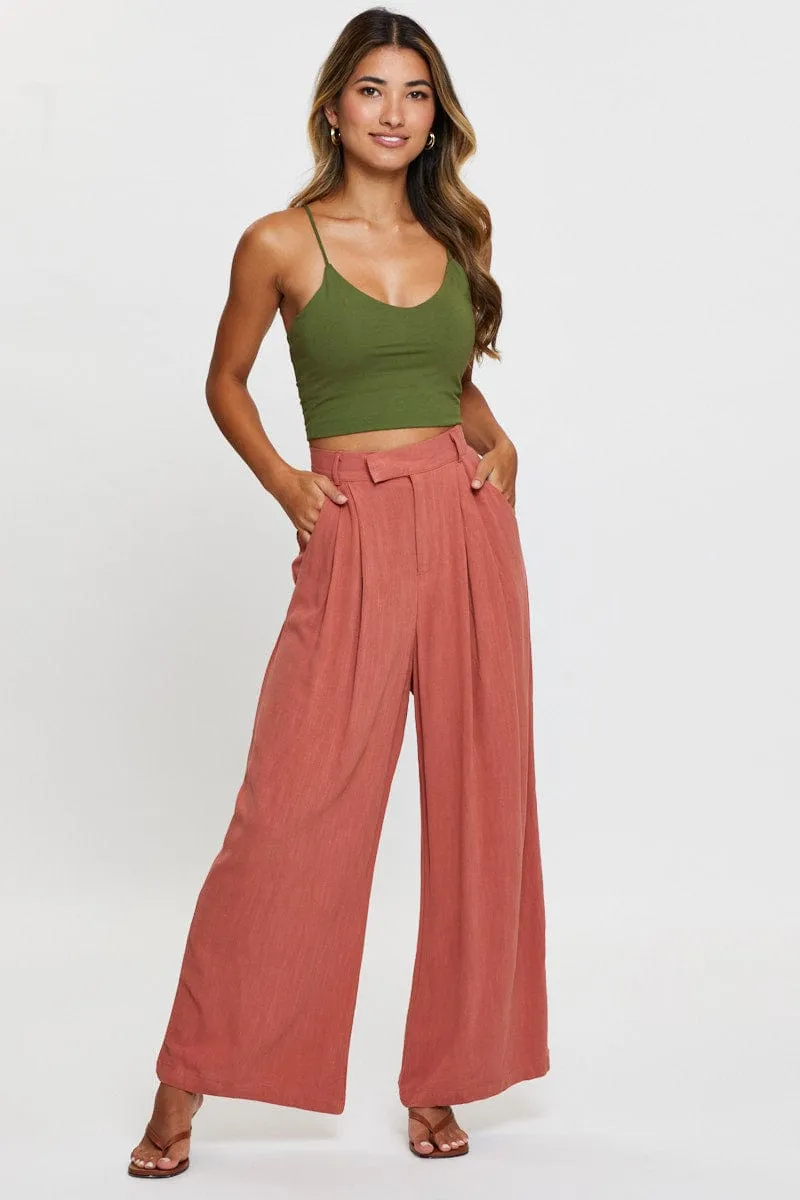 Easy Layering Outdoor Look Green Singlet Top Sleeveless