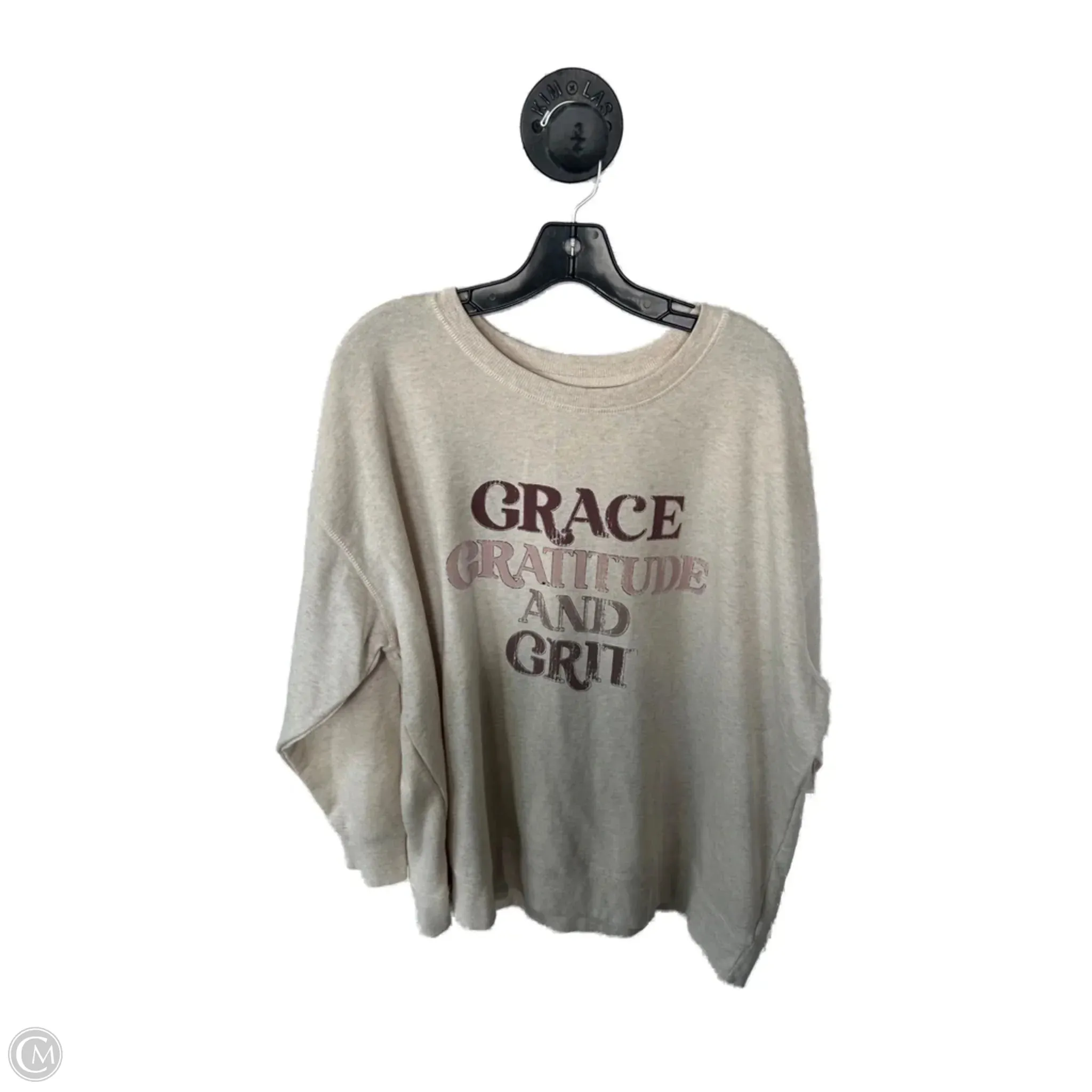 Silver Glow Flexible Material Sweatshirt Crewneck By Maurices In Cream, Size: 2x