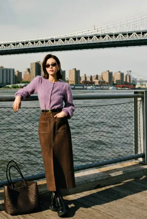 quick dry Debbie Suede Pencil Skirt - Chocolate