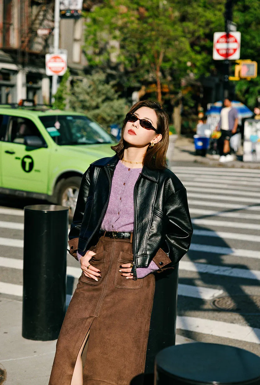 Debbie Suede Pencil Skirt - Chocolate Love Energy SoftenedEdges