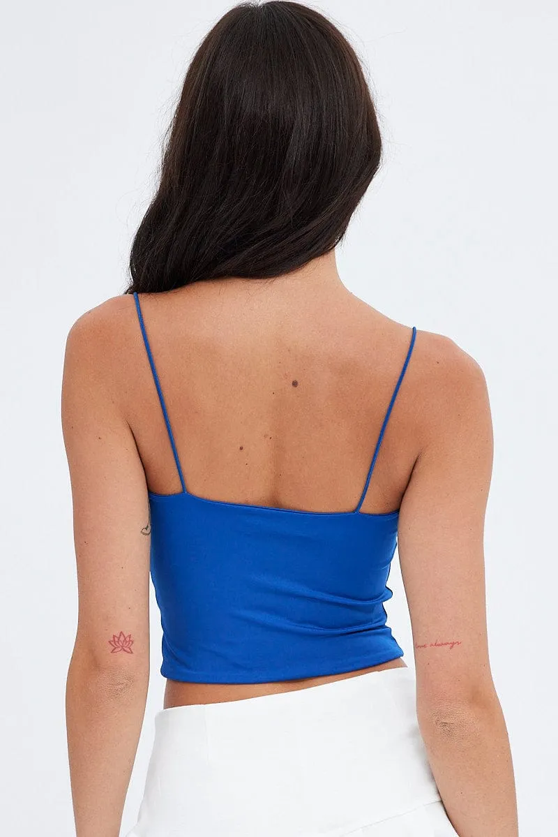 Blue Crop Singlet Top Everyday Outfit