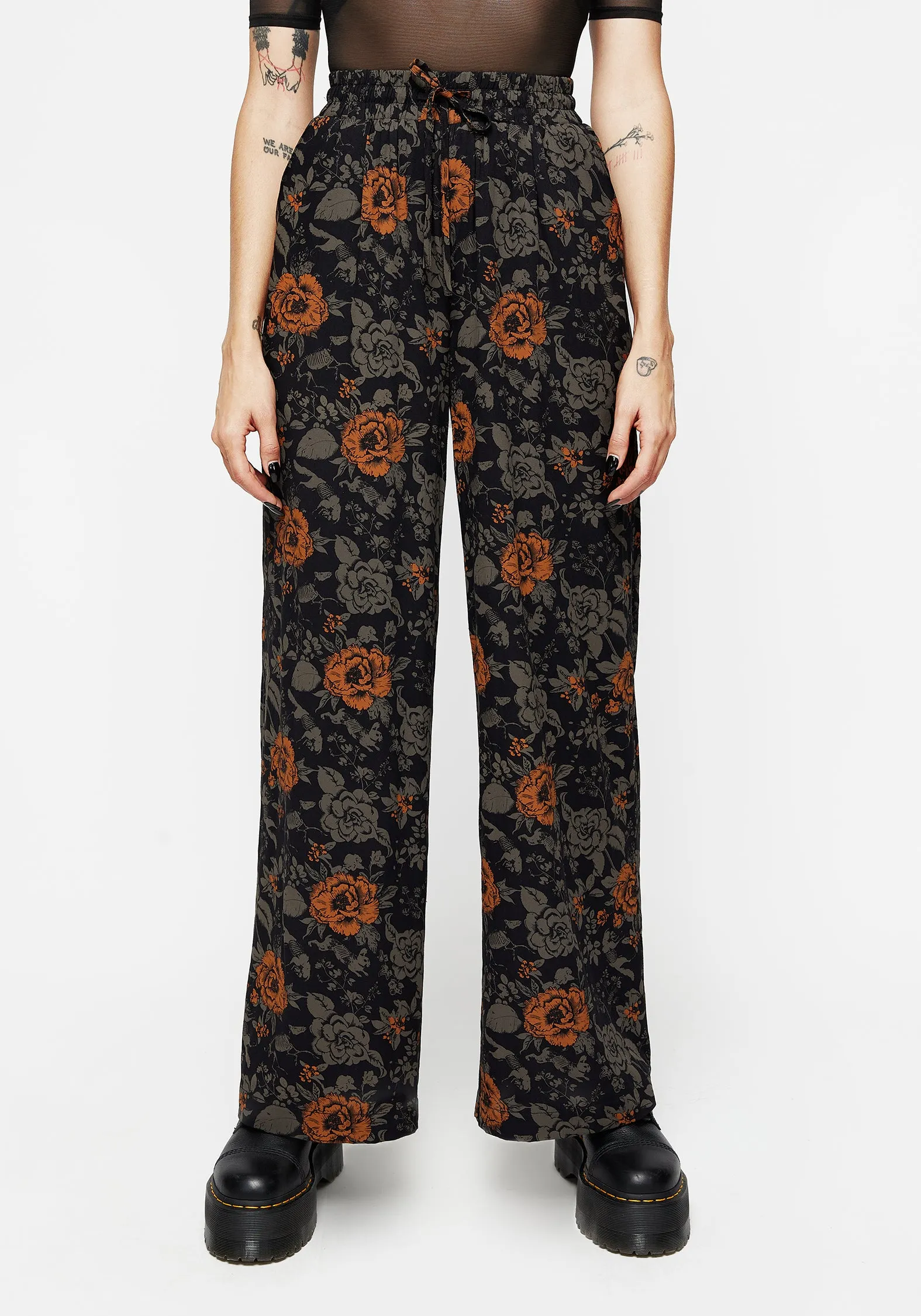 OdorResistantFinish Mortify Floral Print Wide Leg Trousers