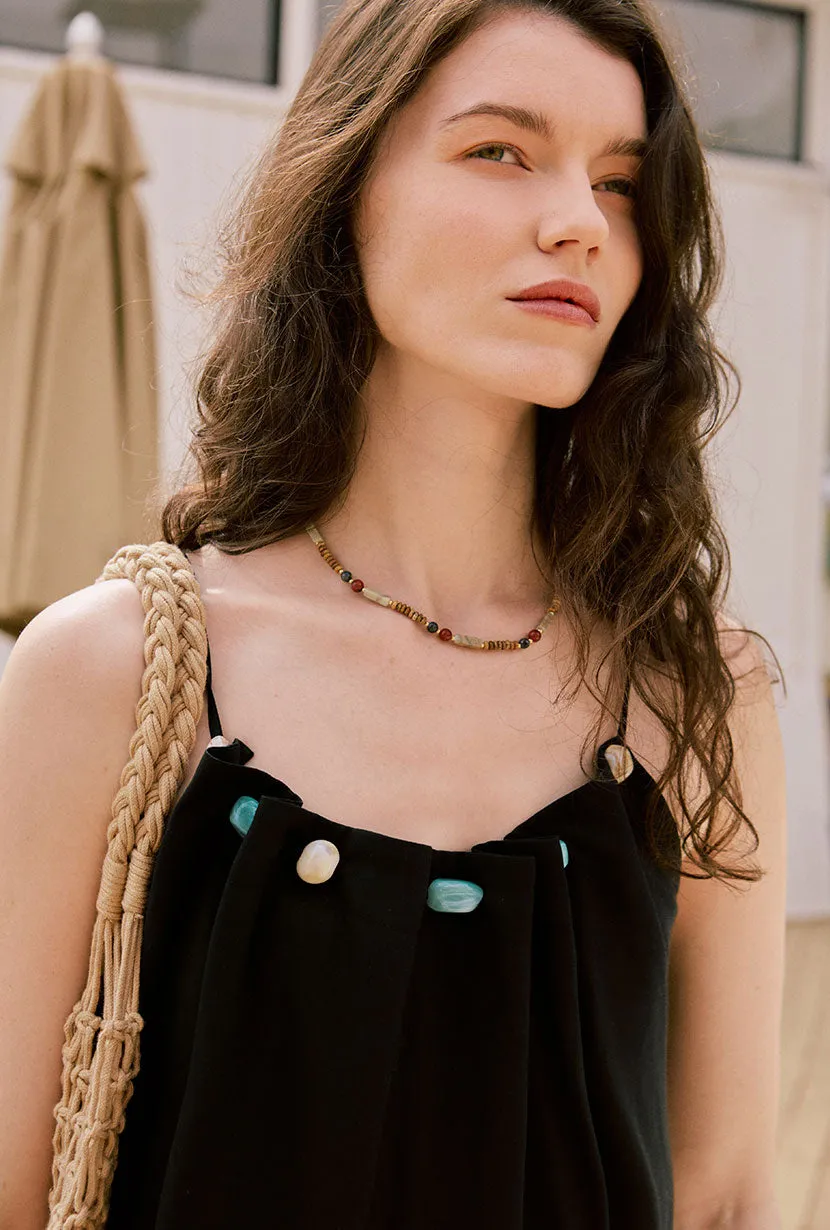 Laarni Maxi Dress - Cappuccino Leather Core Airflow Mesh Panels