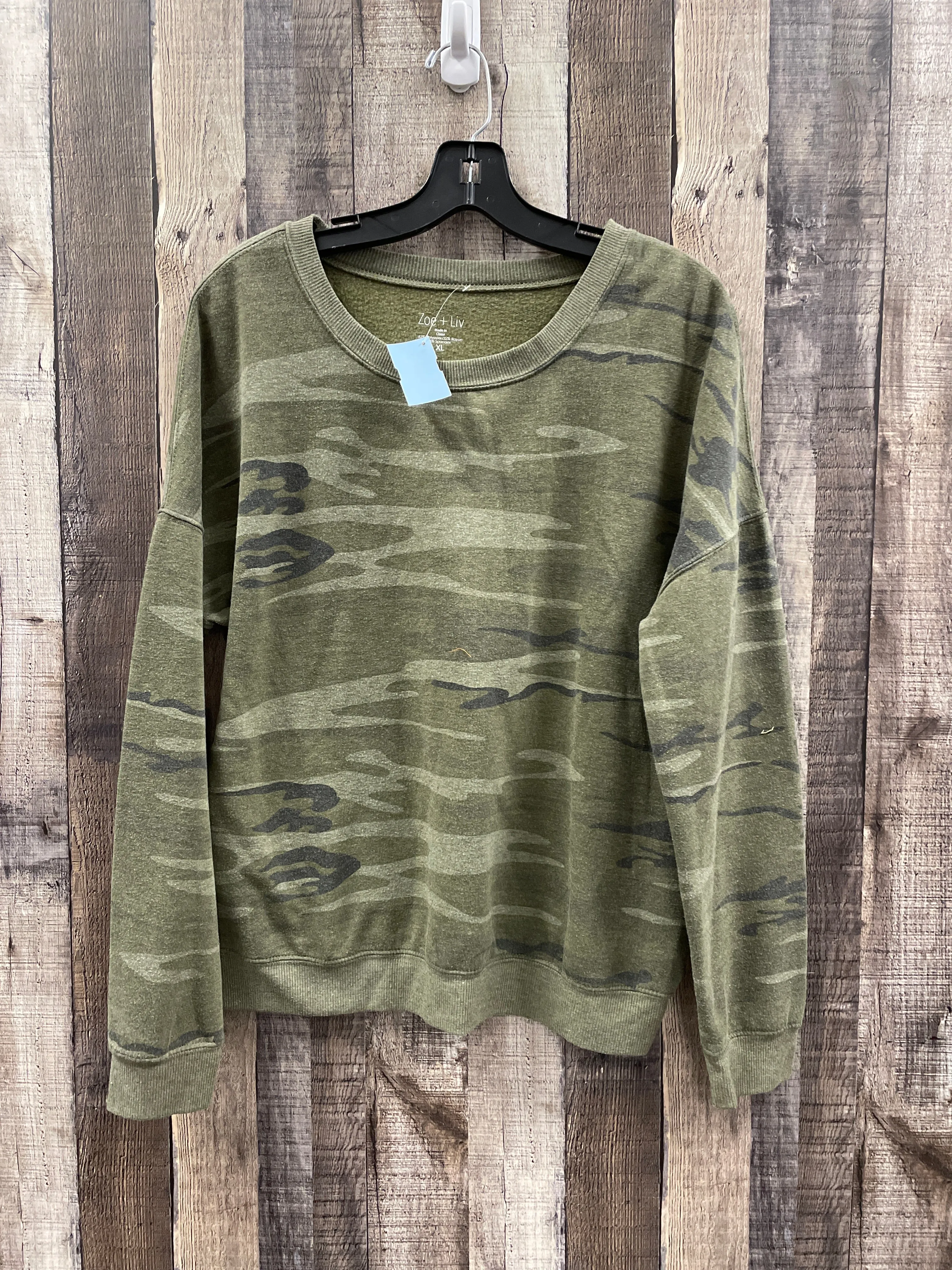 Flash Core Hygienic Finish Sweatshirt Crewneck By Zoe And Liv In Camouflage Print, Size: Xl