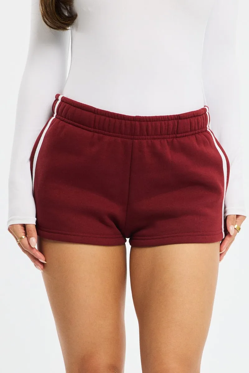 Chic Comfort Red Track Shorts Elasticated