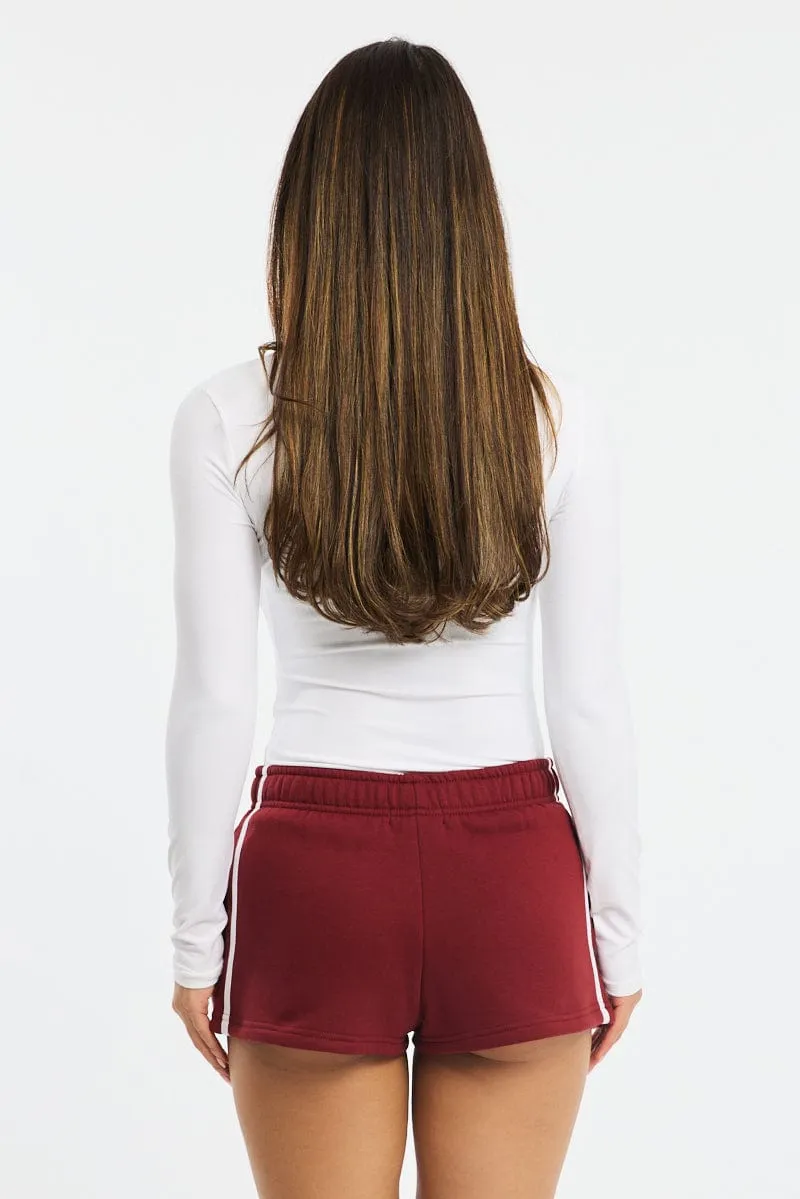Red Track Shorts Elasticated Fitness Friendly Chic Look