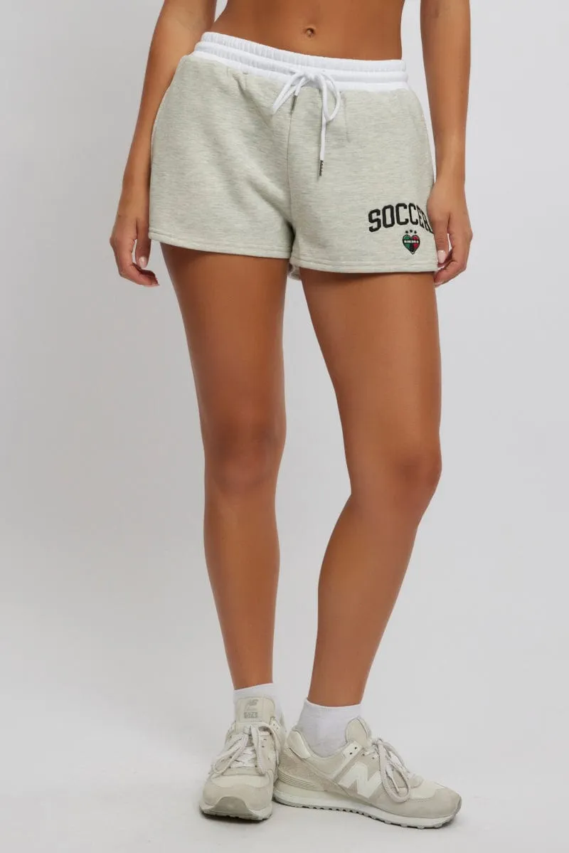 Wide-leg cut hikers Grey Track Shorts Contrast Waist Band