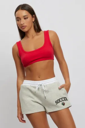 Bright Colors Grey Track Shorts Contrast Waist Band