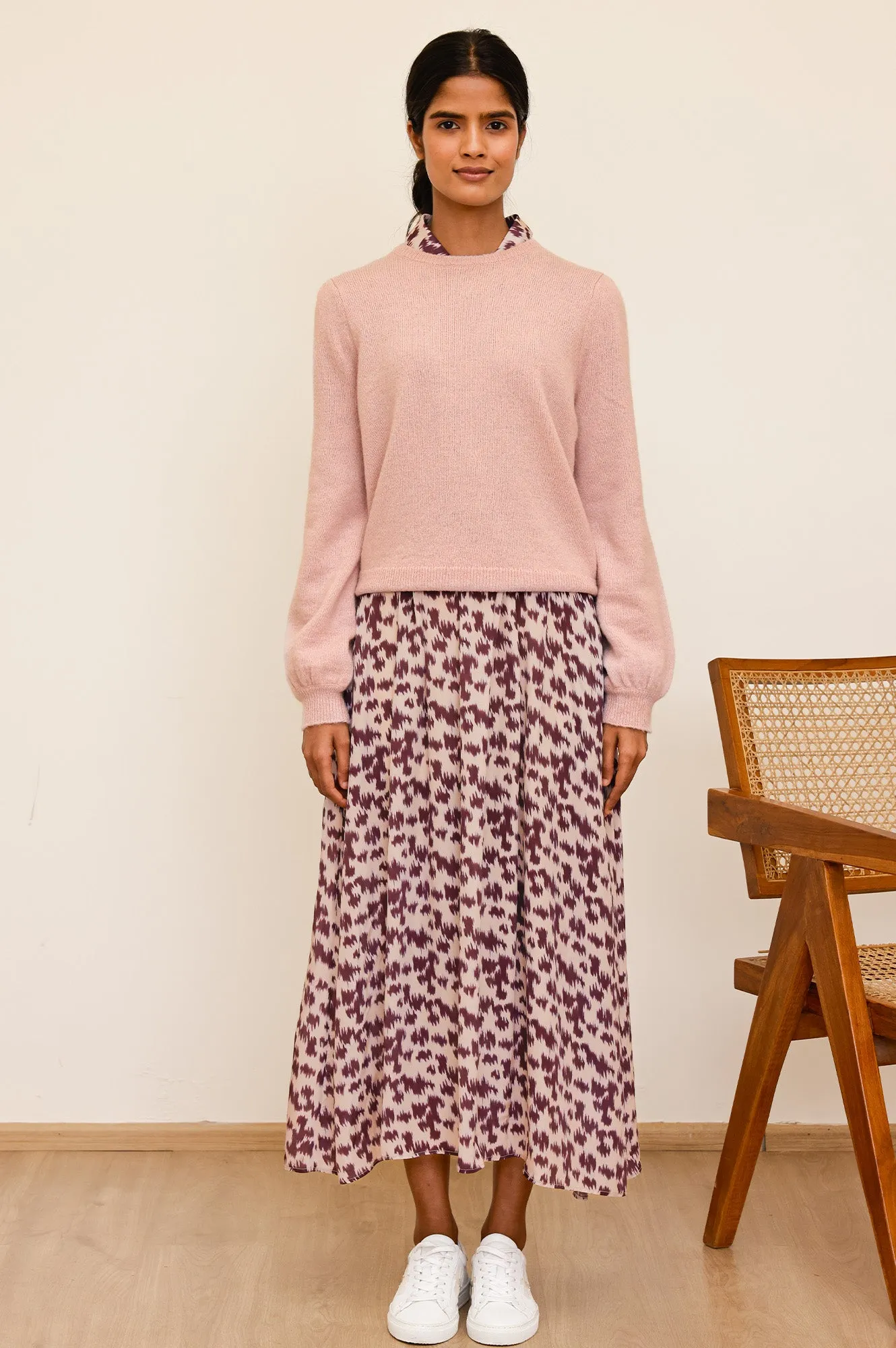 Boho Soul Minette Viscose Crepe Printed Shirt Dress | Animal Ikat Fig
