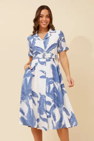 ALANIA LEAF PRINT SHIRT DRESS Urban Grace Sophisticated Style