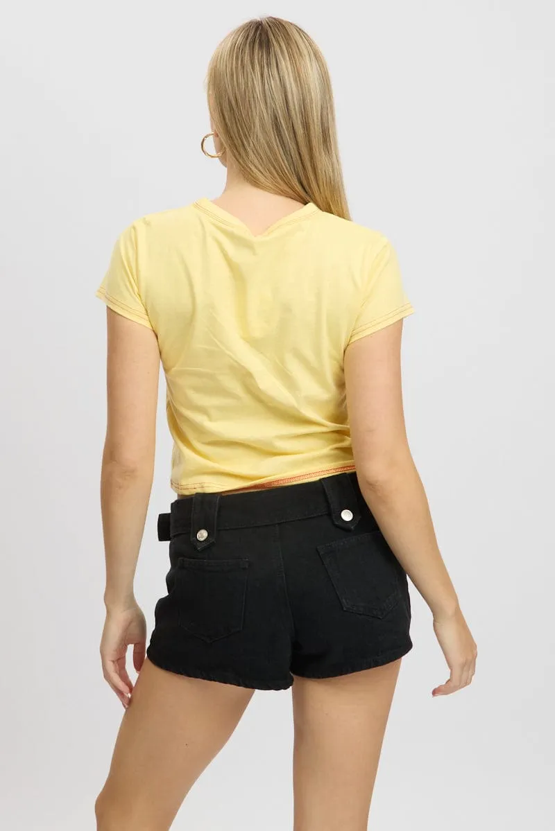 Odor Resistant Material Yellow Graphic Tee Short Sleeve