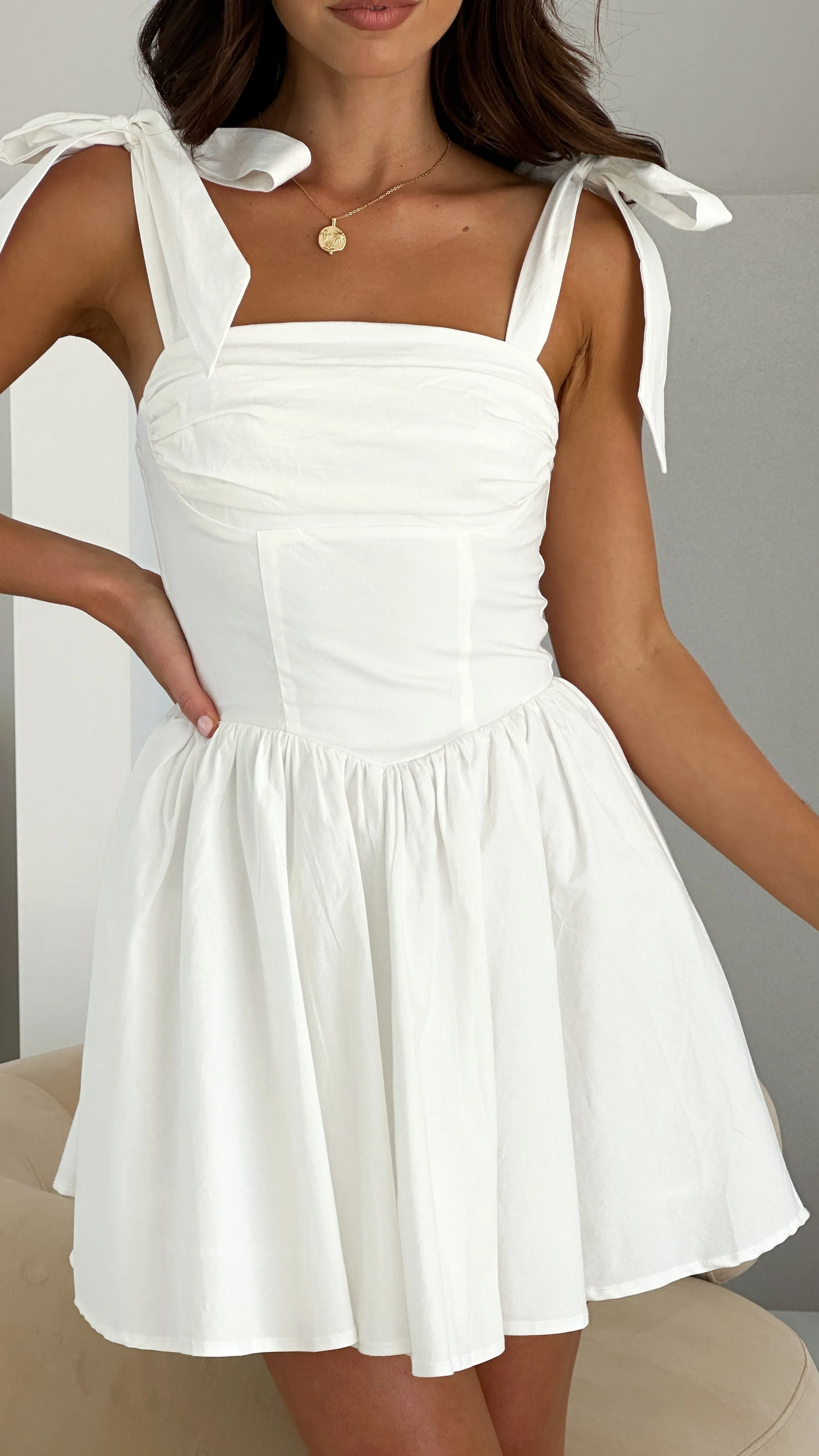 Eco Friendly Material Edge Star Haisley Mini Dress - White