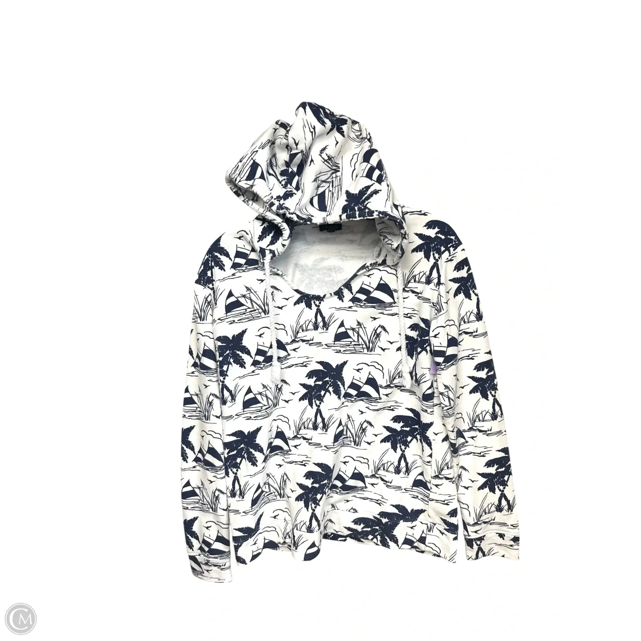 MoistureWicking Basic Wardrobe Sweatshirt Hoodie By Talbots In Blue & White, Size: S