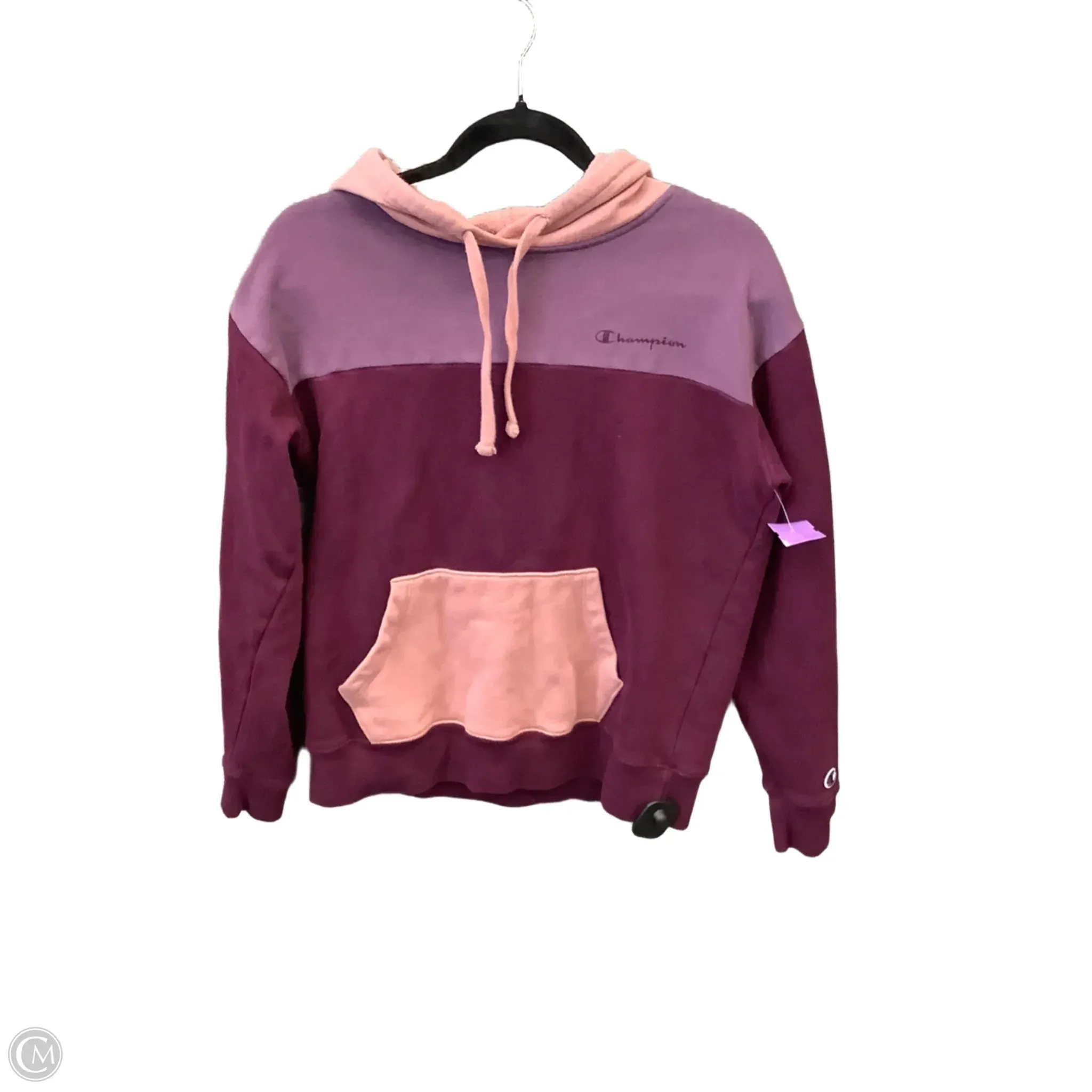 Athletic Sweatshirt Hoodie By Champion In Pink & Purple, Size: S FadeResistant Dye Reinforced Stress Points