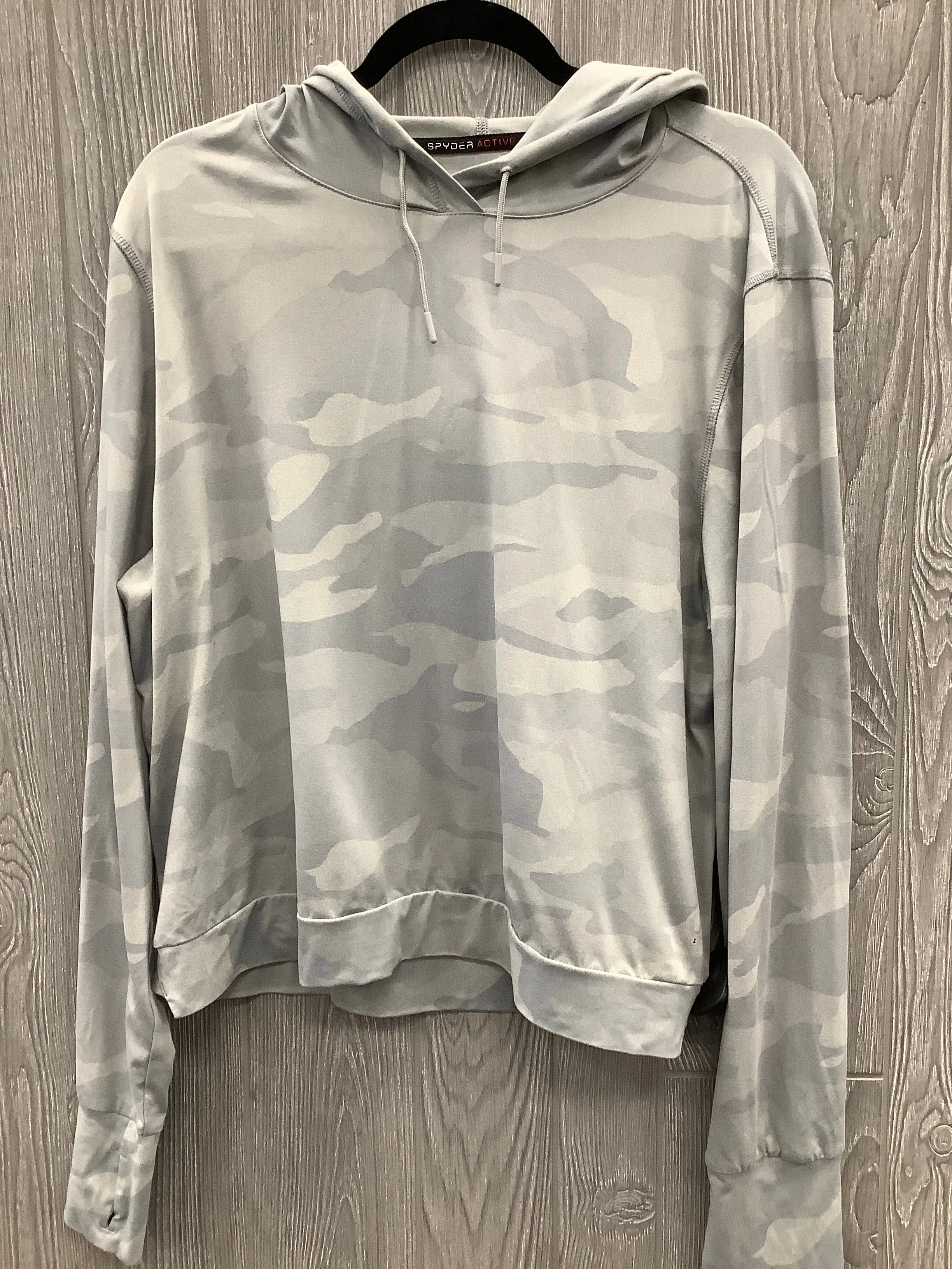 MultiPurposePockets Street Edge Athletic Sweatshirt Hoodie By Spyder In Camouflage Print, Size: L