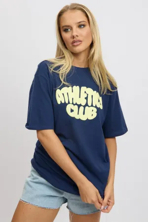 Streetwear Blue Graphic Tee Short Sleeve
