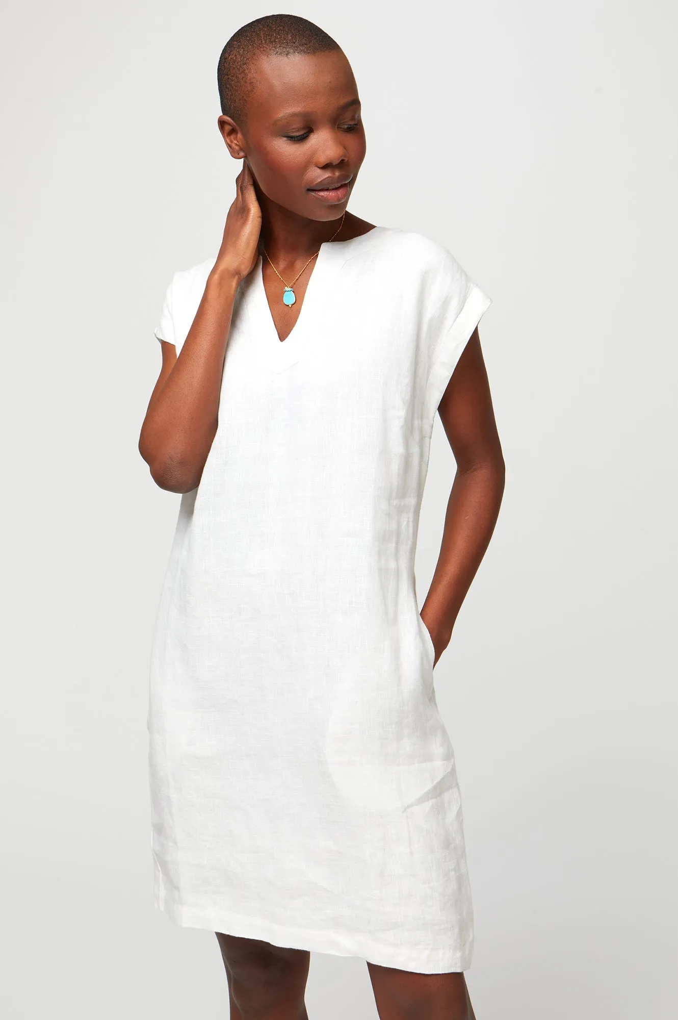 Dori Linen Dress | White Uniform Drape