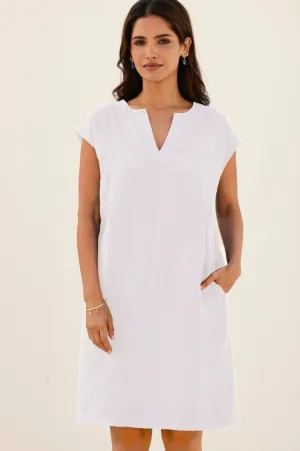 City Pop Dori Linen Dress | White