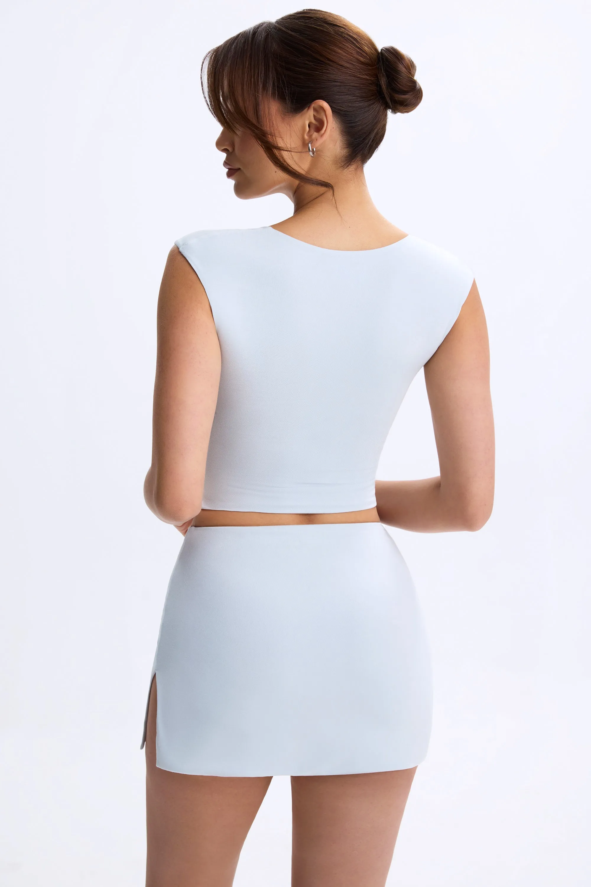 Mid-Rise Micro Mini Skirt in Dusty Blue Weekend Outfit Year Round Style