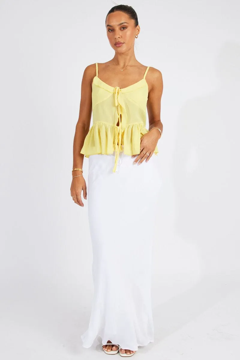 Yellow Tie Up Top Singlet Breathable Lining