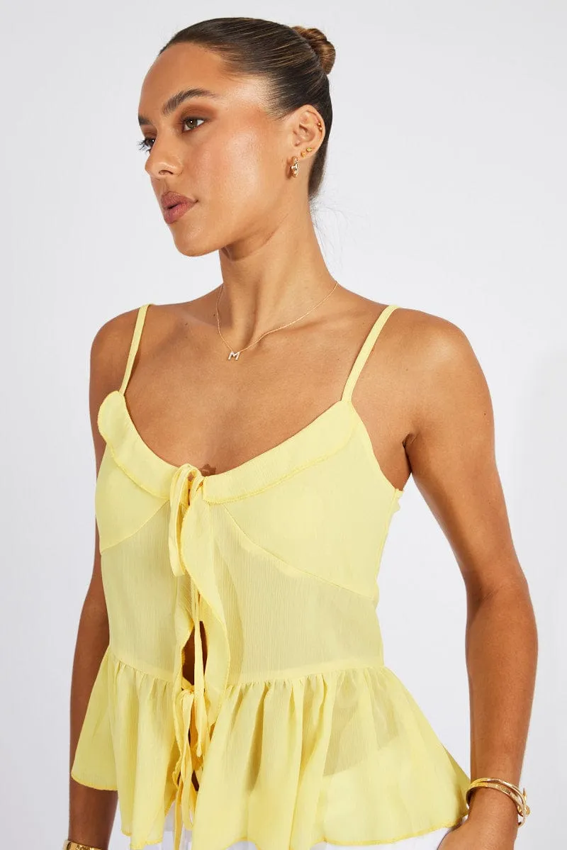 Yellow Tie Up Top Singlet Mind Ease