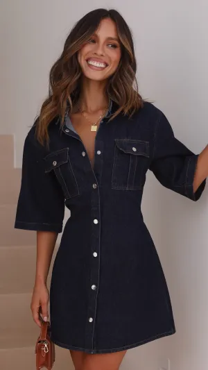 Raz Mini Dress - Dark Denim Party Fresh Built In Pockets
