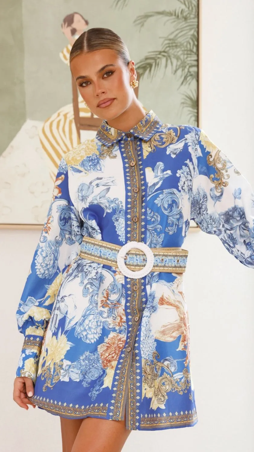 Scene Cool Quick Scene Annika Long Sleeve Mini Dress - Blue Doll